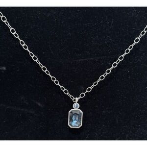 Touchstone Crystal Royalty Pendant 30" Necklace NEW Rhodium Plated Blue‎ Crystal